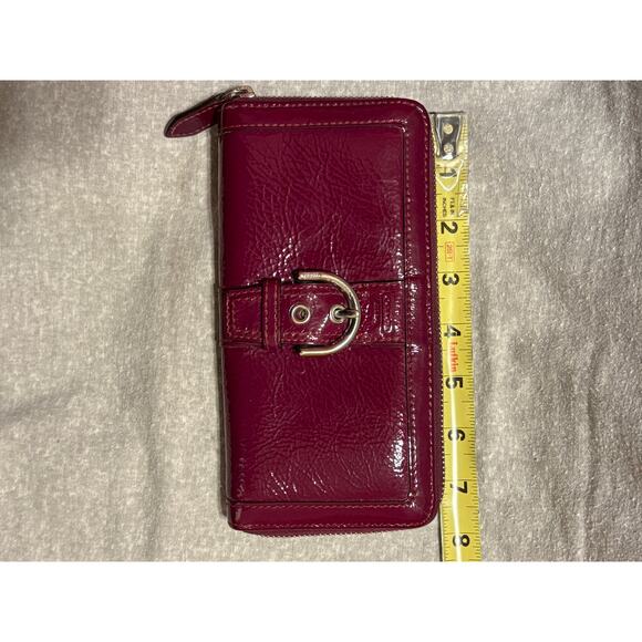 Coach Plum Patent Crinkle Leather Wallet - Picture 7 of 9